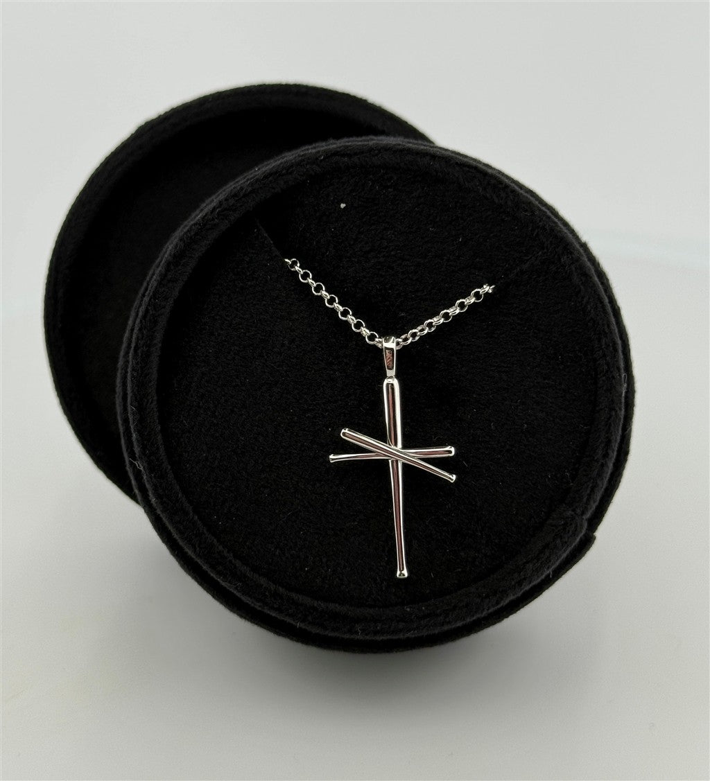 Sterling Silver Baseball Bat Cross Necklace