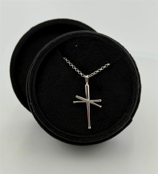 Sterling Silver Baseball Bat Cross Necklace