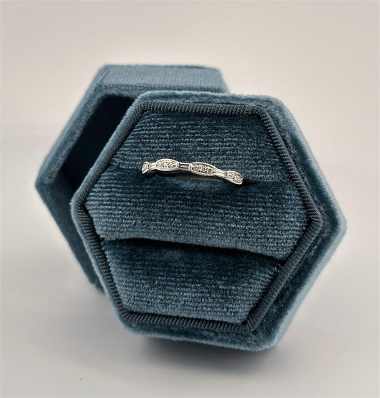 White Gold Diamond Vintage Inspired Stackable Ring