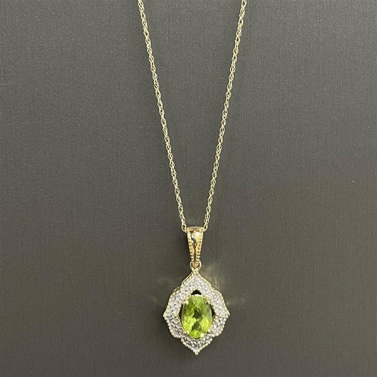 Yellow Gold Vintage Inspired Peridot Necklace