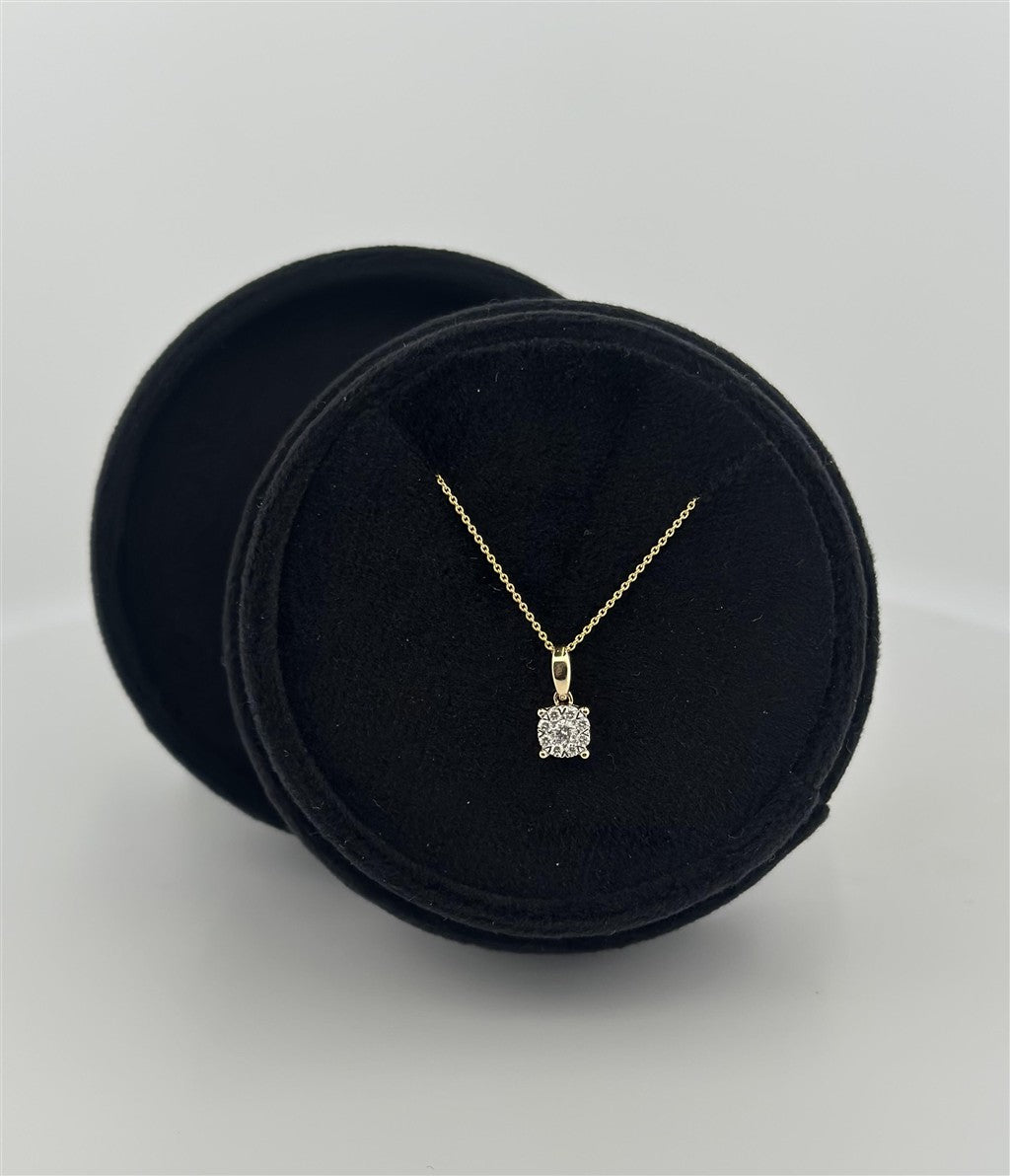 Yellow Gold Diamond Cluster Necklace