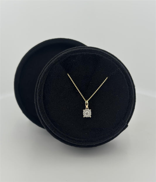 Yellow Gold Diamond Cluster Necklace