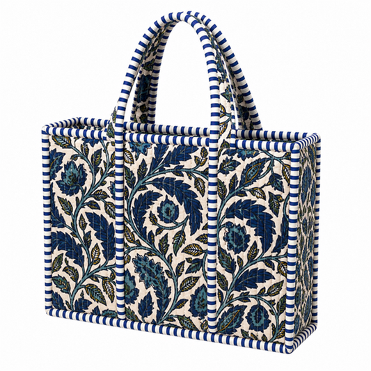 Blue Vine Quilted Mini Bag