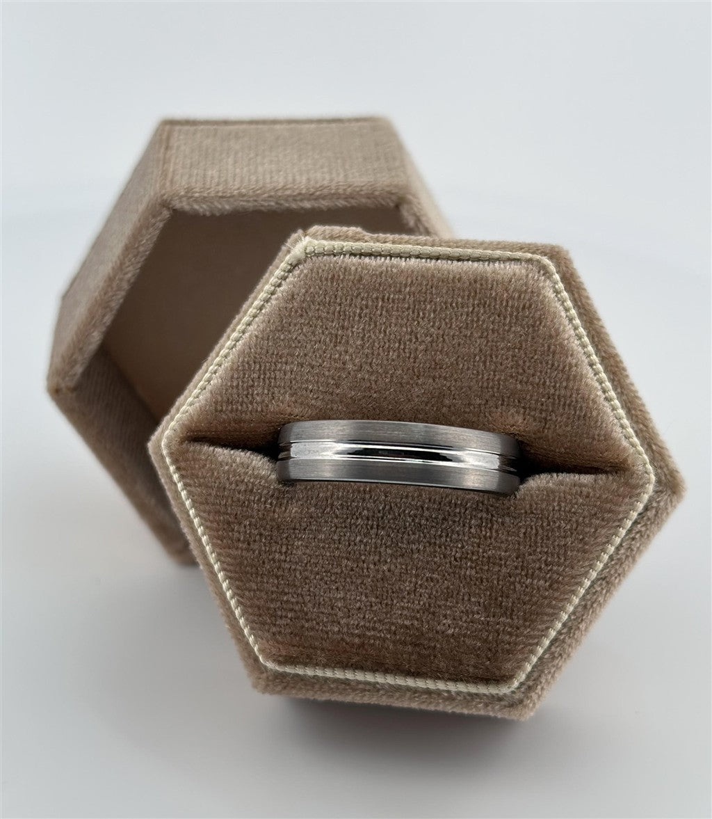 Tungsten Satin Center Cut Wedding Band