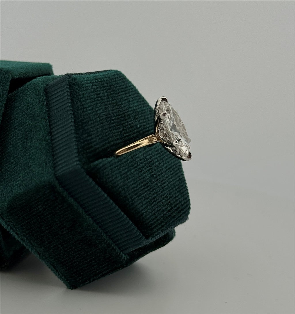 Two-Tone Marquise Lab Diamond Engagement Ring