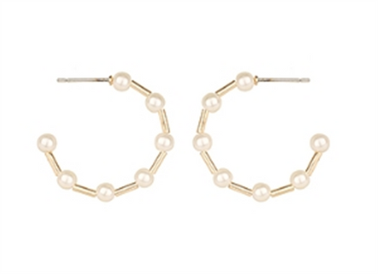 Pearl Station Hoop Earrings