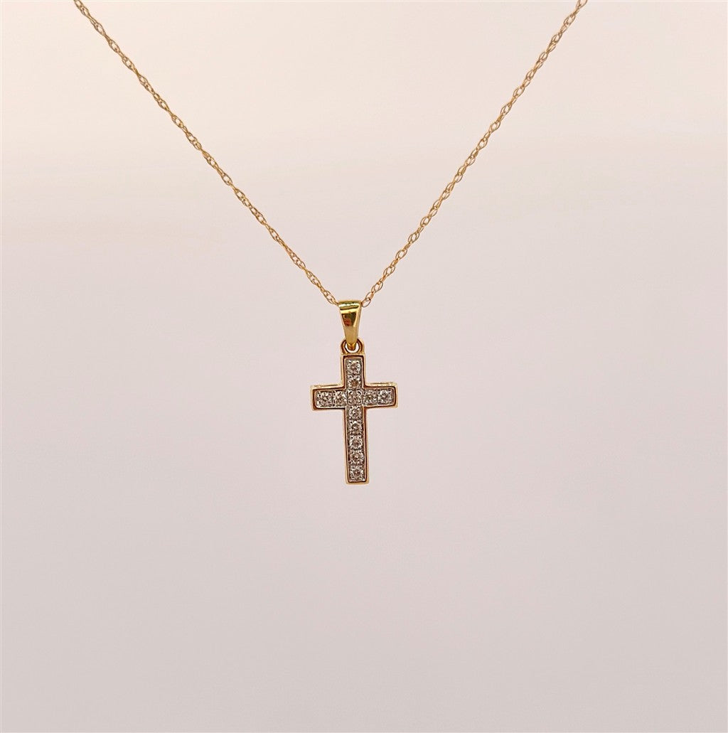 Yellow Gold Diamond Cross Necklace