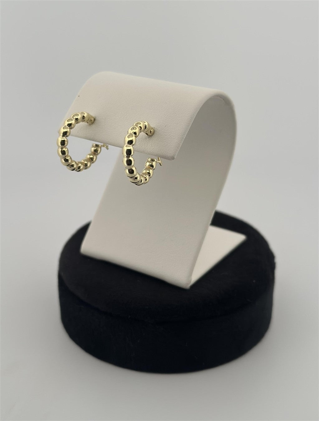 Yellow Gold Beaded Hoop Earrings