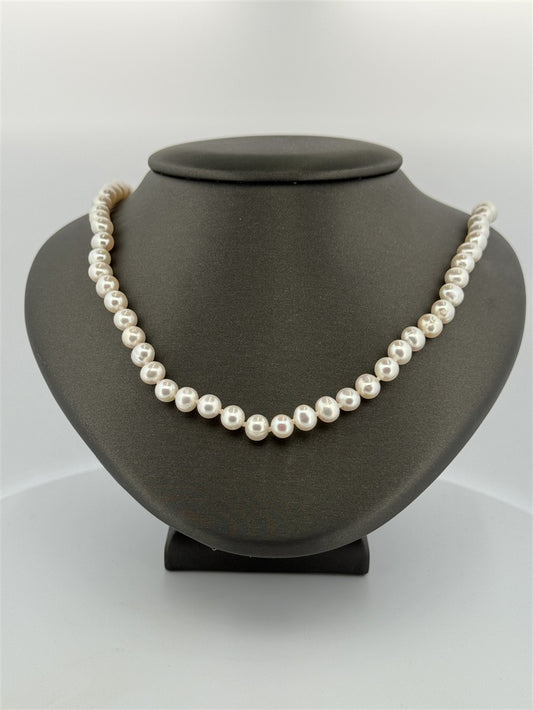 White Gold 18" Pearl Strand Necklace