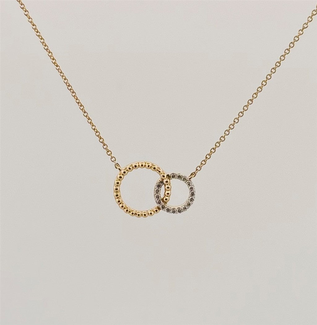 Yellow Gold Linked Double Circle Necklace