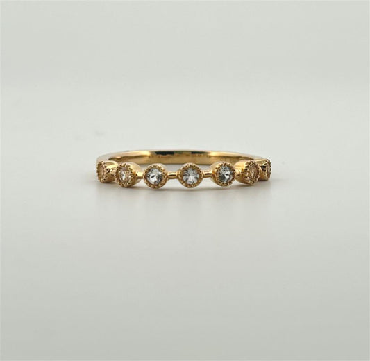 Yellow Gold White Sapphire Stackable Ring