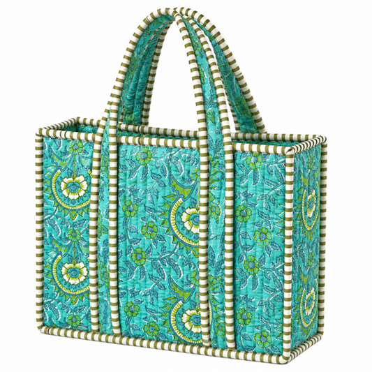 Turquoise Floral Quilted Mini Bag