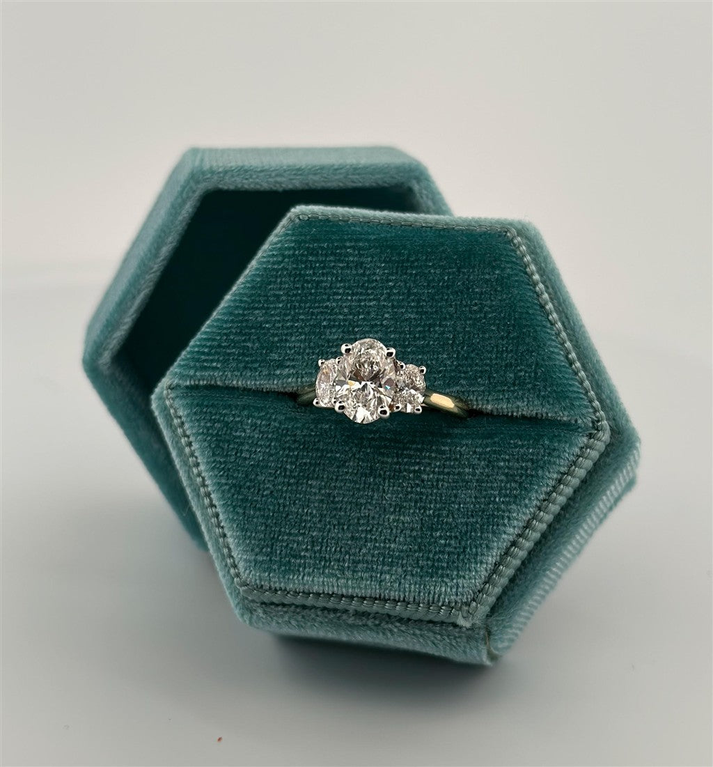 Yellow Gold Lab Grown Three Stone Engagement Ring