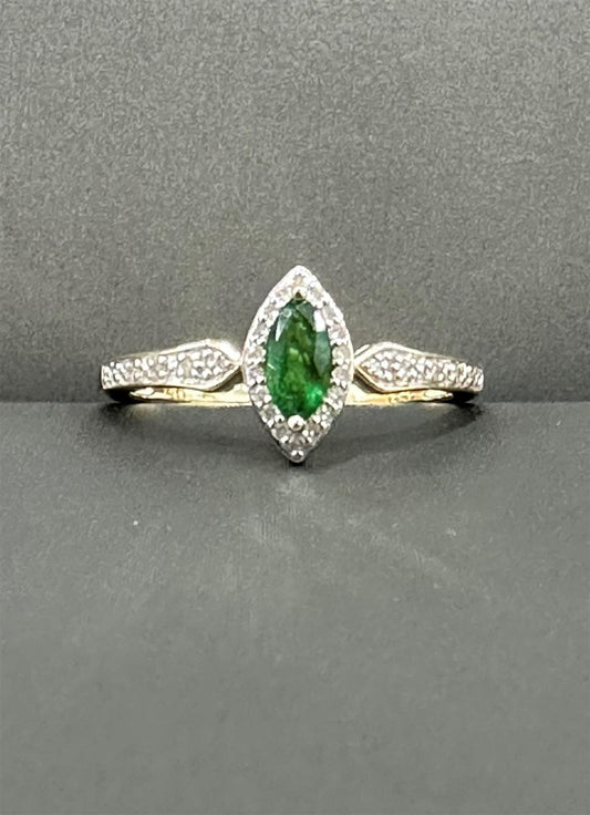 Yellow Gold Halo Style Emerald Ring