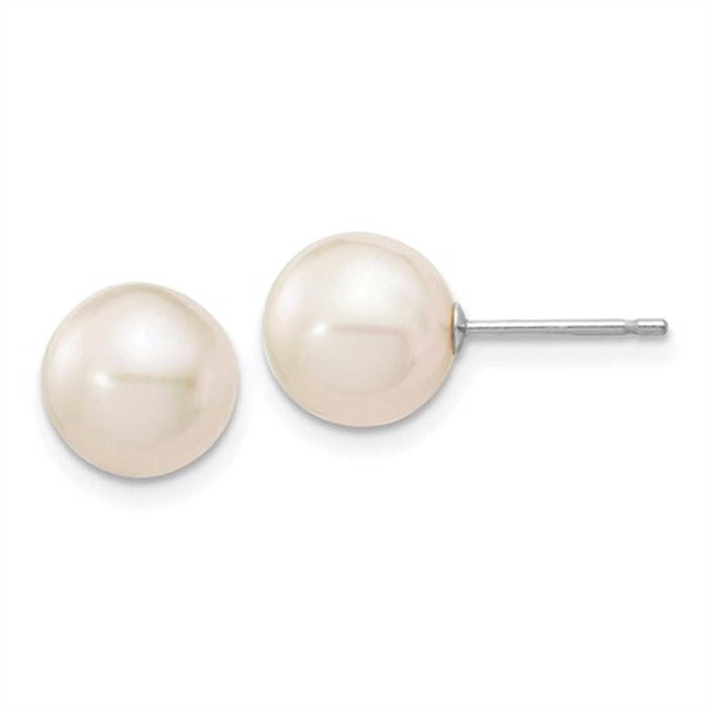White Gold Pearl Earrings