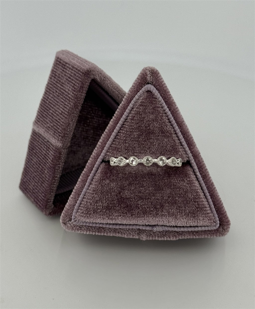 White Gold White Sapphire Stackable Ring