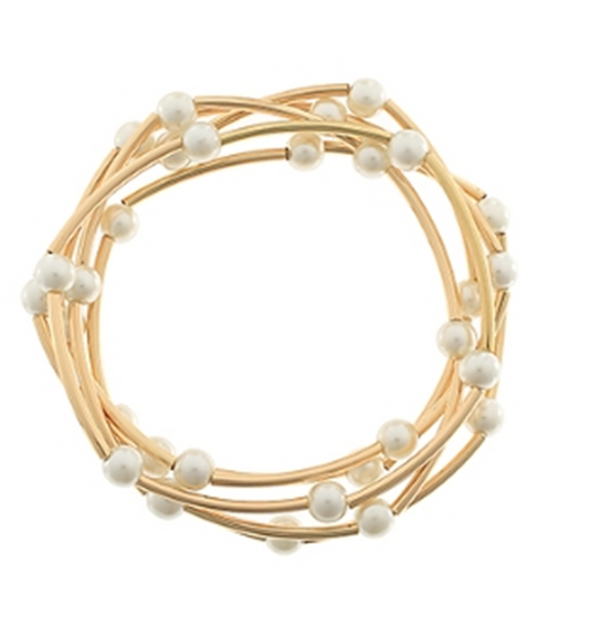 Pearl Station Bracelet Set