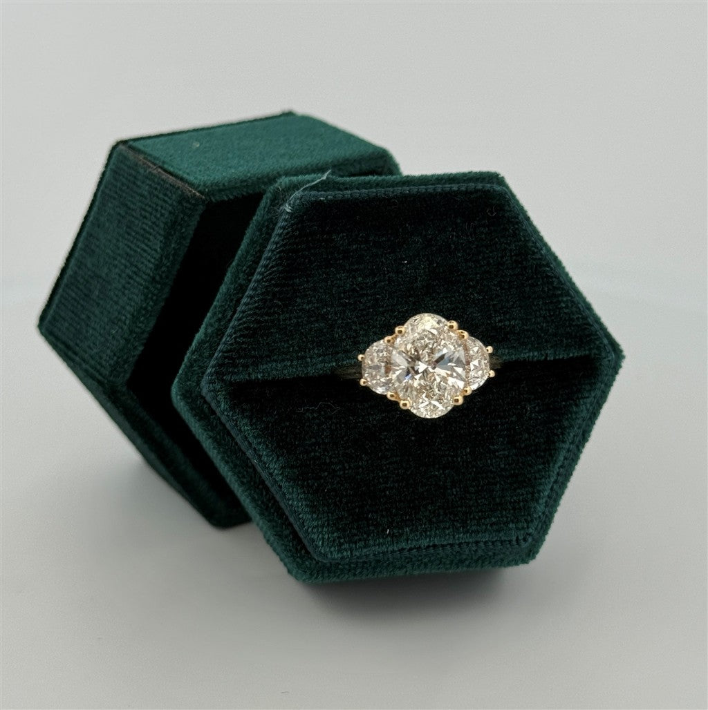 Yellow Gold Three Stone Lab Engagement Ring