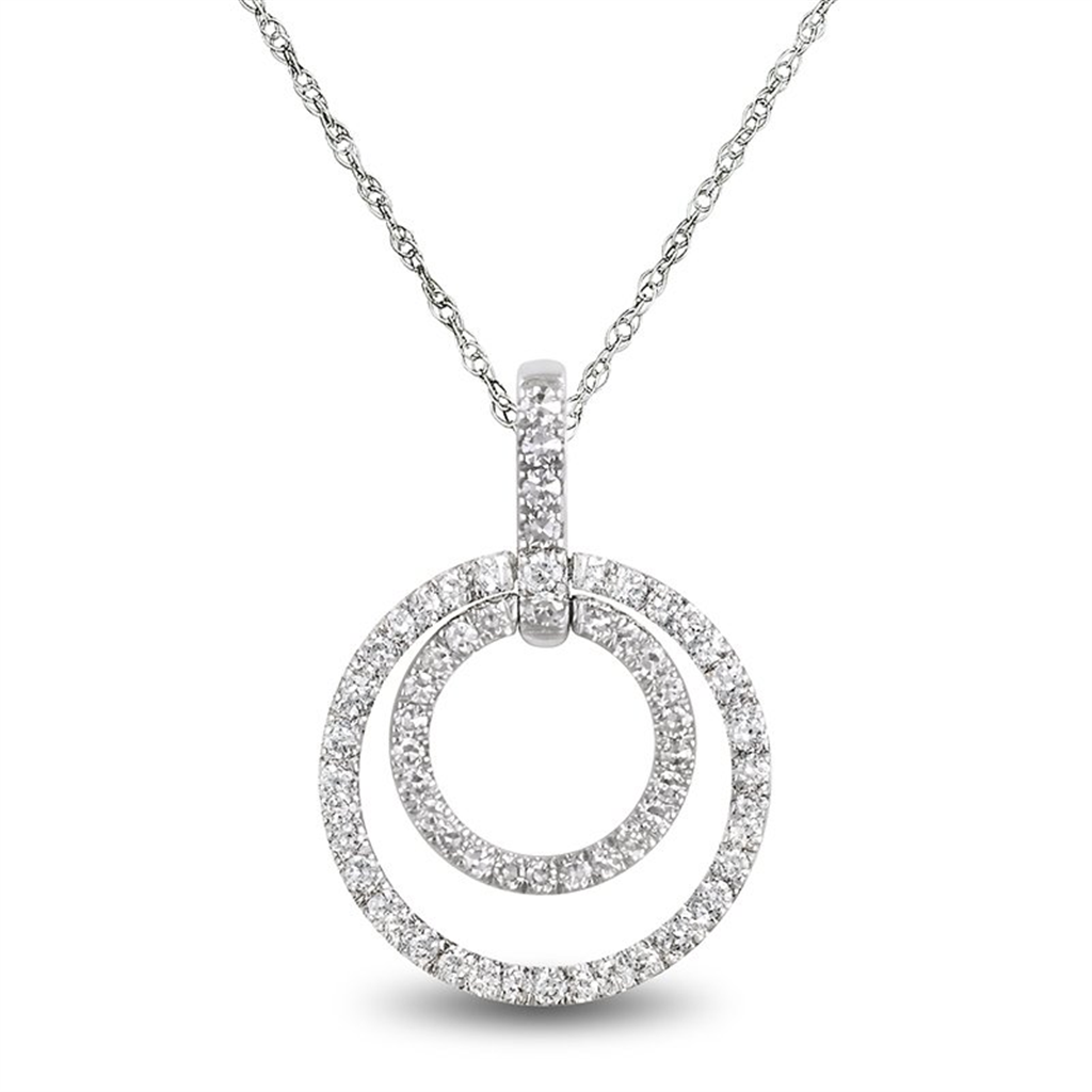 White Gold Diamond Double Circle Necklace