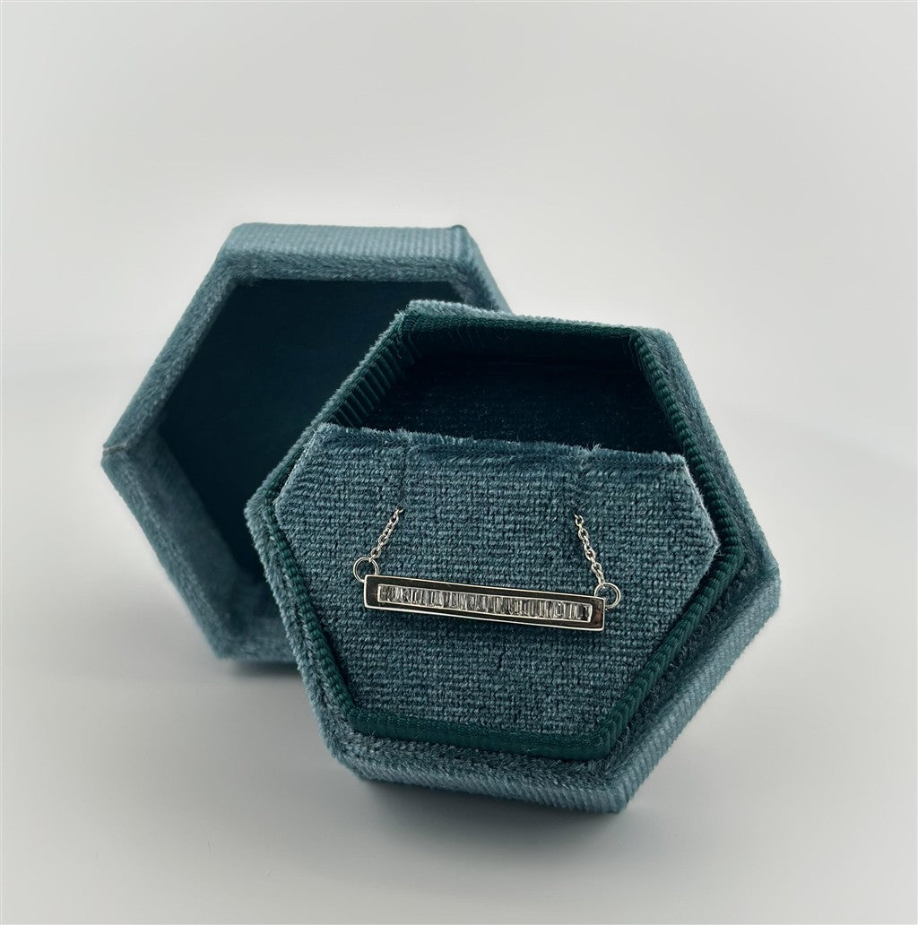 White Gold Diamond Baguette Necklace