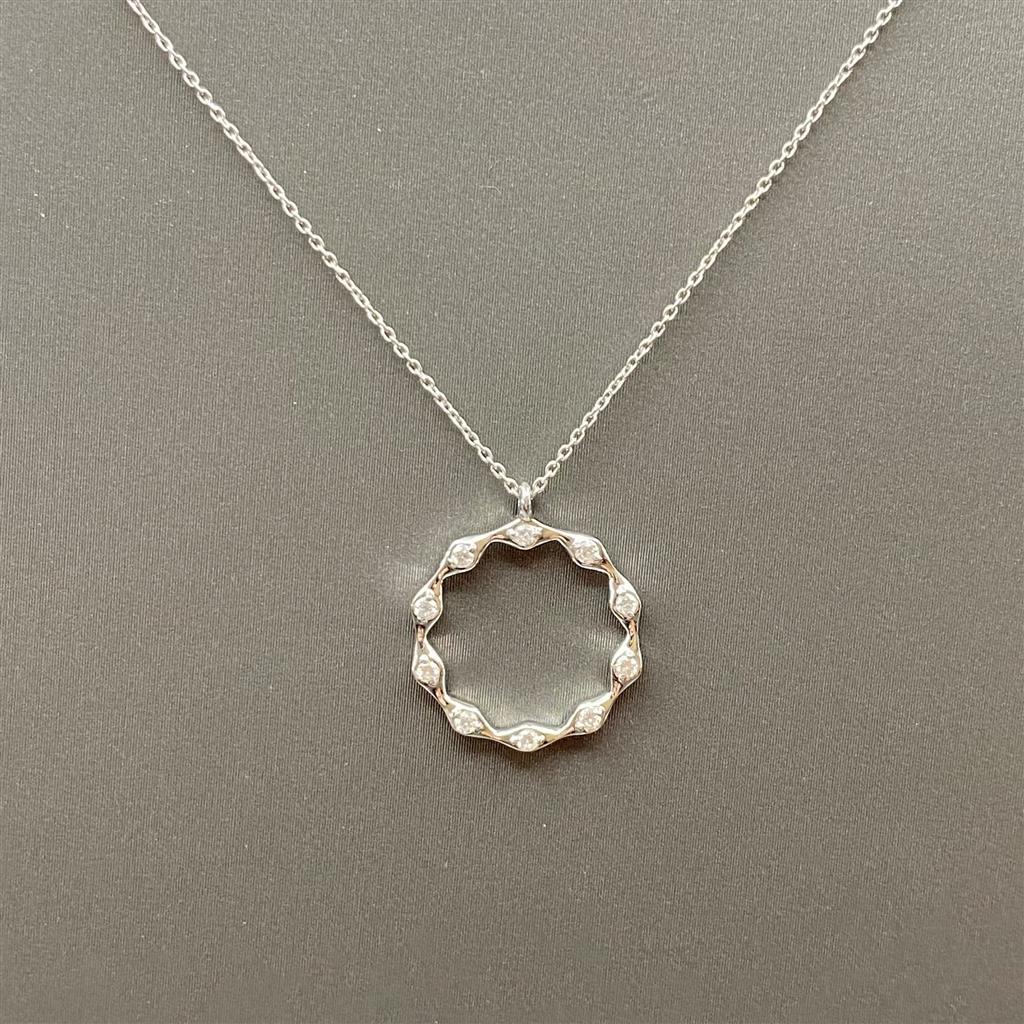 White Gold Vintage Inspired Open Circle Necklace