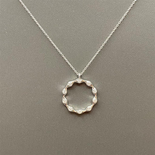 White Gold Vintage Inspired Open Circle Necklace