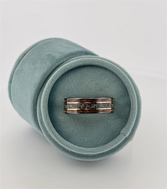 Meteorite And Whiskey Barrel Wedding Band