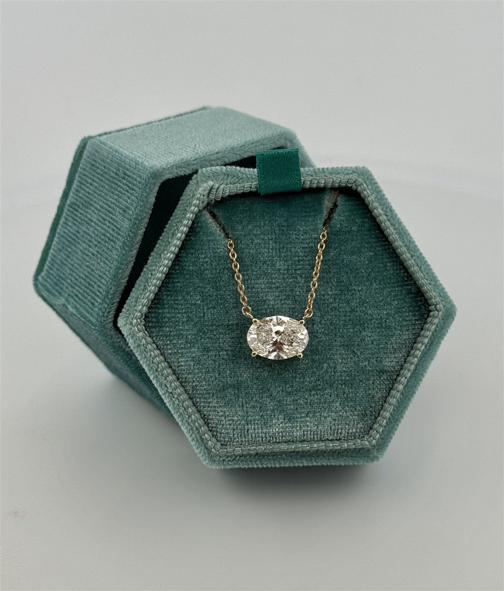 Yellow Gold Oval Lab Grown Diamond Necklace