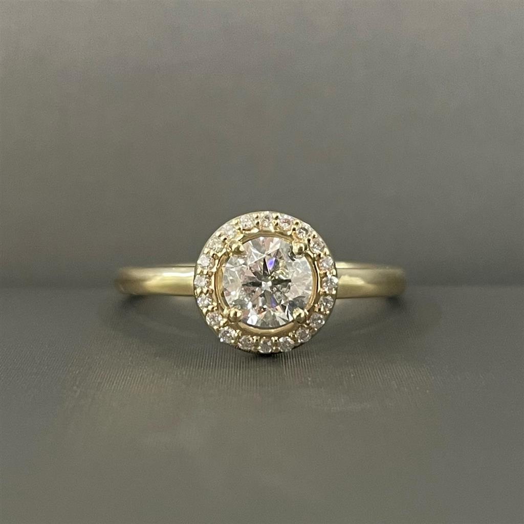 Yellow Gold Halo Style Diamond Engagement Ring