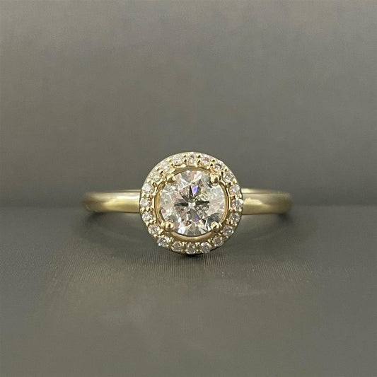 Yellow Gold Halo Style Diamond Engagement Ring