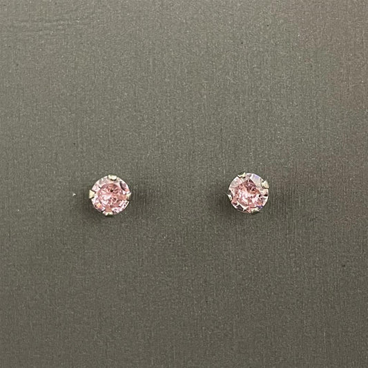 Childrens Sterling Silver Pink Earrings