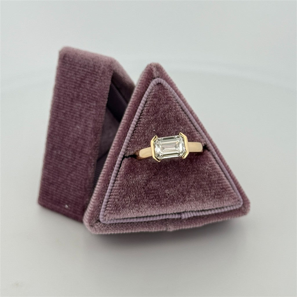 Yellow Gold Half Bezel Lab Diamond Ring