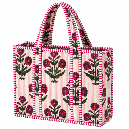 Stripe Floral Quilted Mini Bag