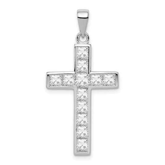 Sterling Silver CZ Cross Pendant