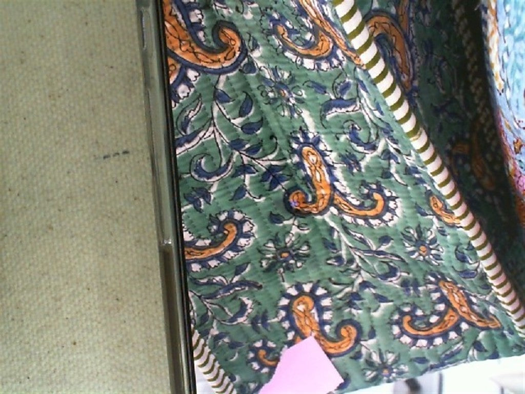 Green Paisley Quilted Tote Bag