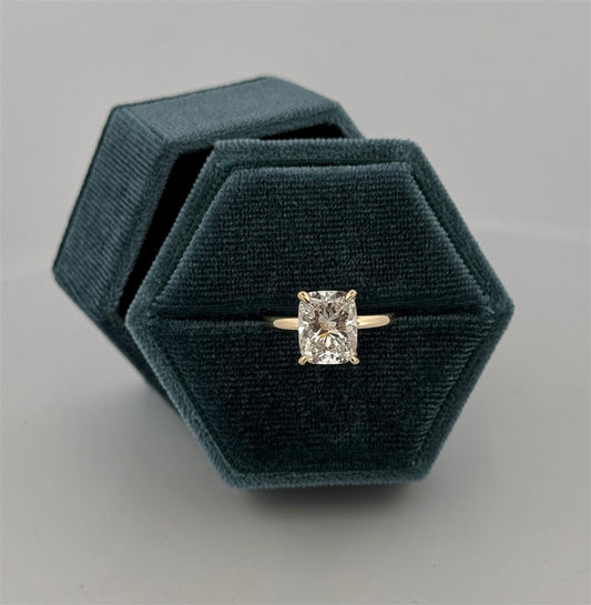 Yellow Gold Cushion Cut Lab Grown Engagement Ring