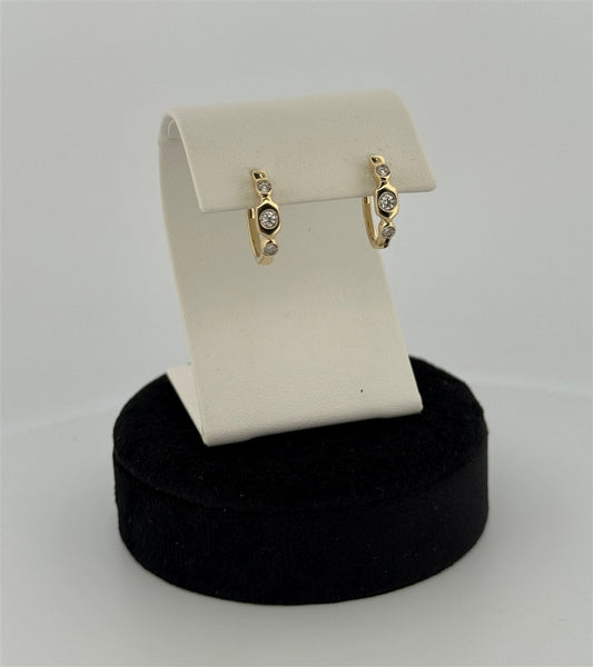 Yellow Gold Diamond Vintage Inspired Hoop Earrings