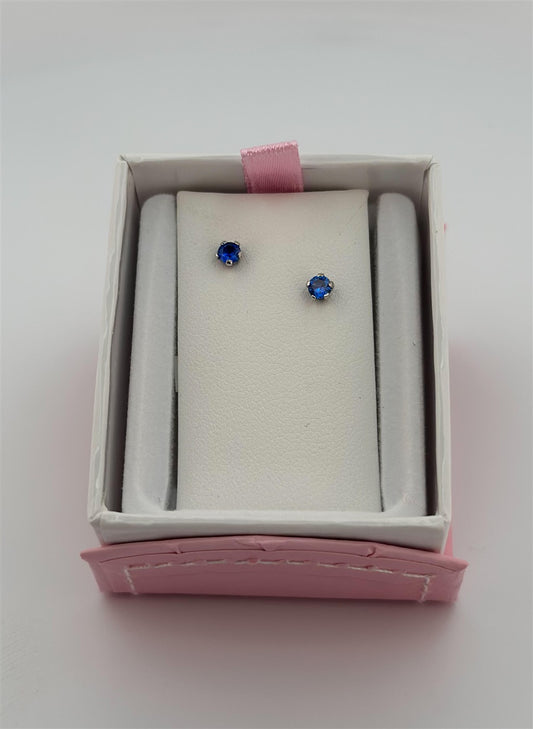 Childrens Sterling Silver September Birthstone Earrings