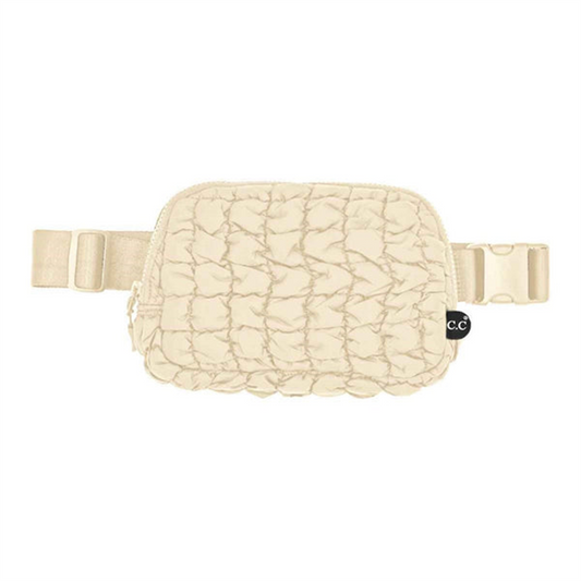 Beige Puffer Fanny Pack