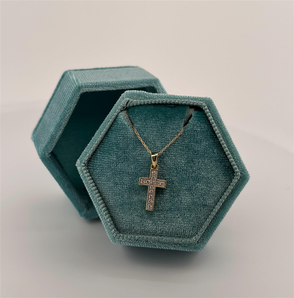 Yellow Gold Diamond Cross Necklace