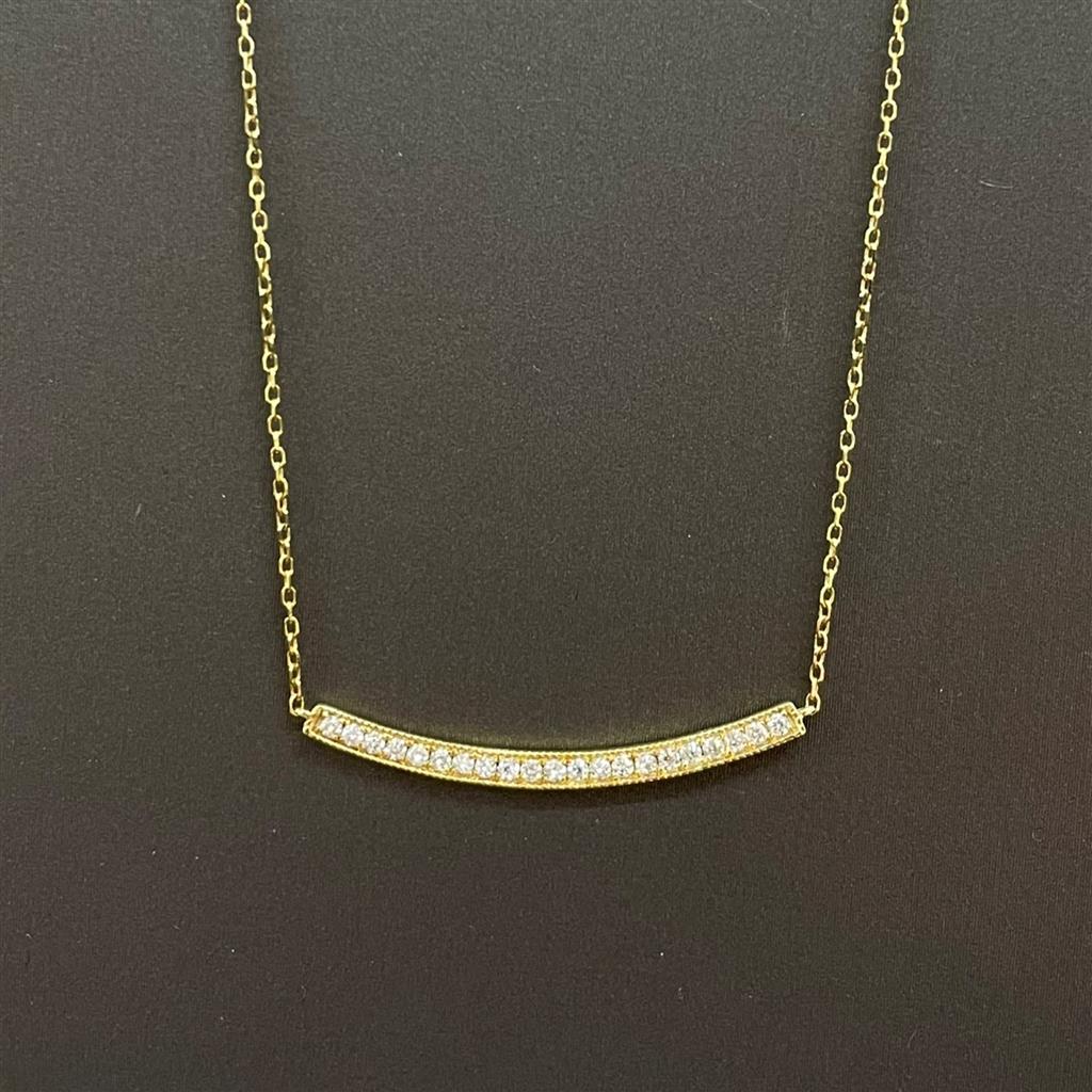 Yellow Gold Diamond Bar Necklace