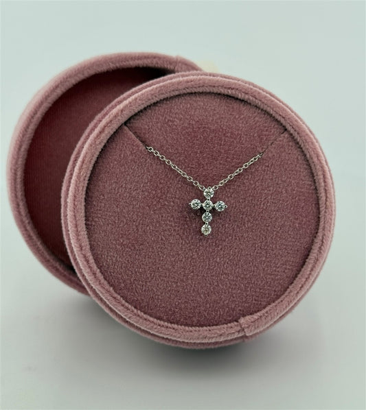 White Gold Lab Diamond Cross Necklace