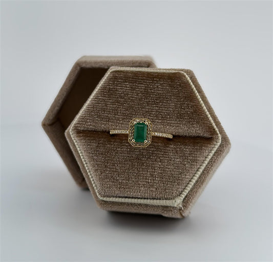 Yellow Gold Diamond Accented Emerald Ring