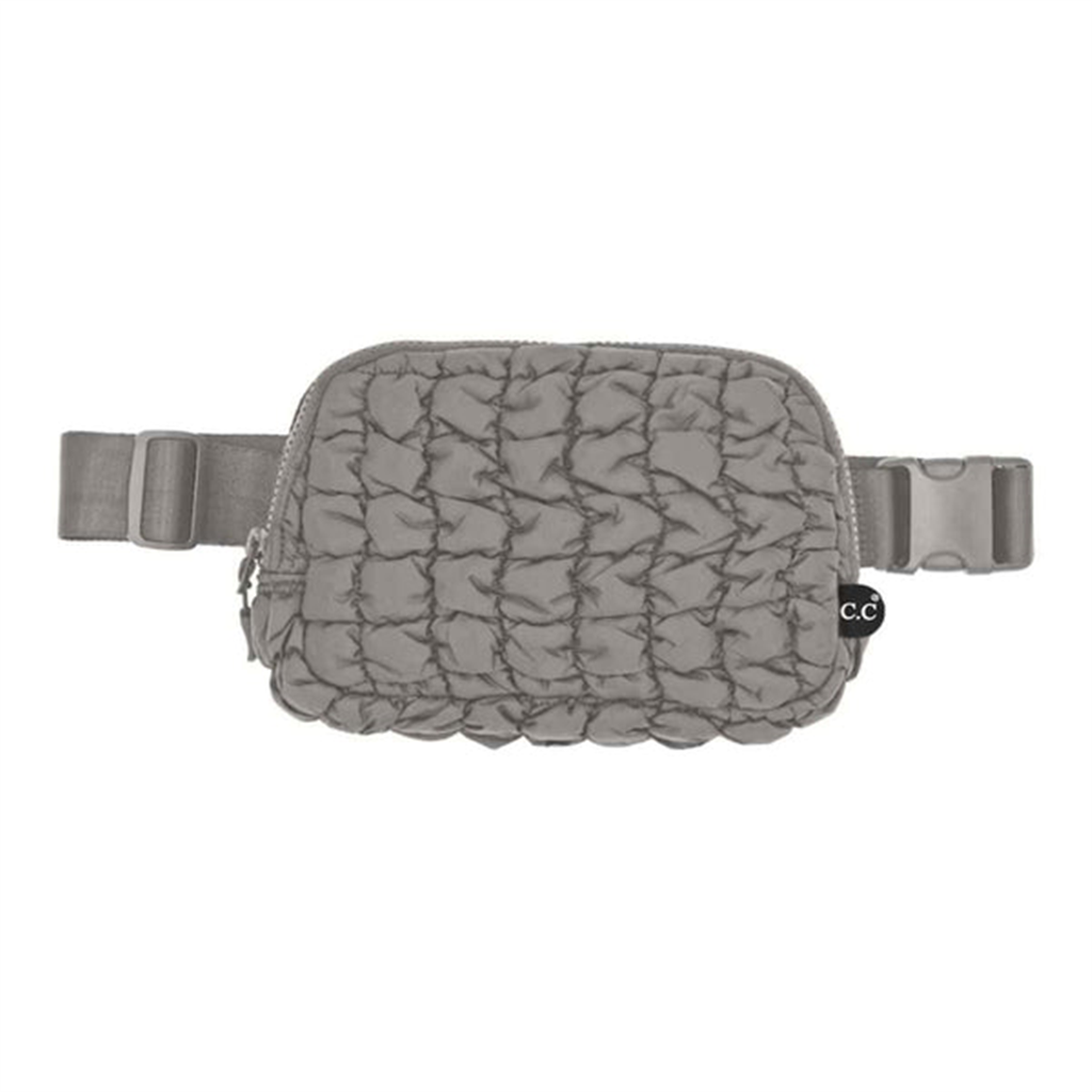 Gray Puffer Fanny Pack