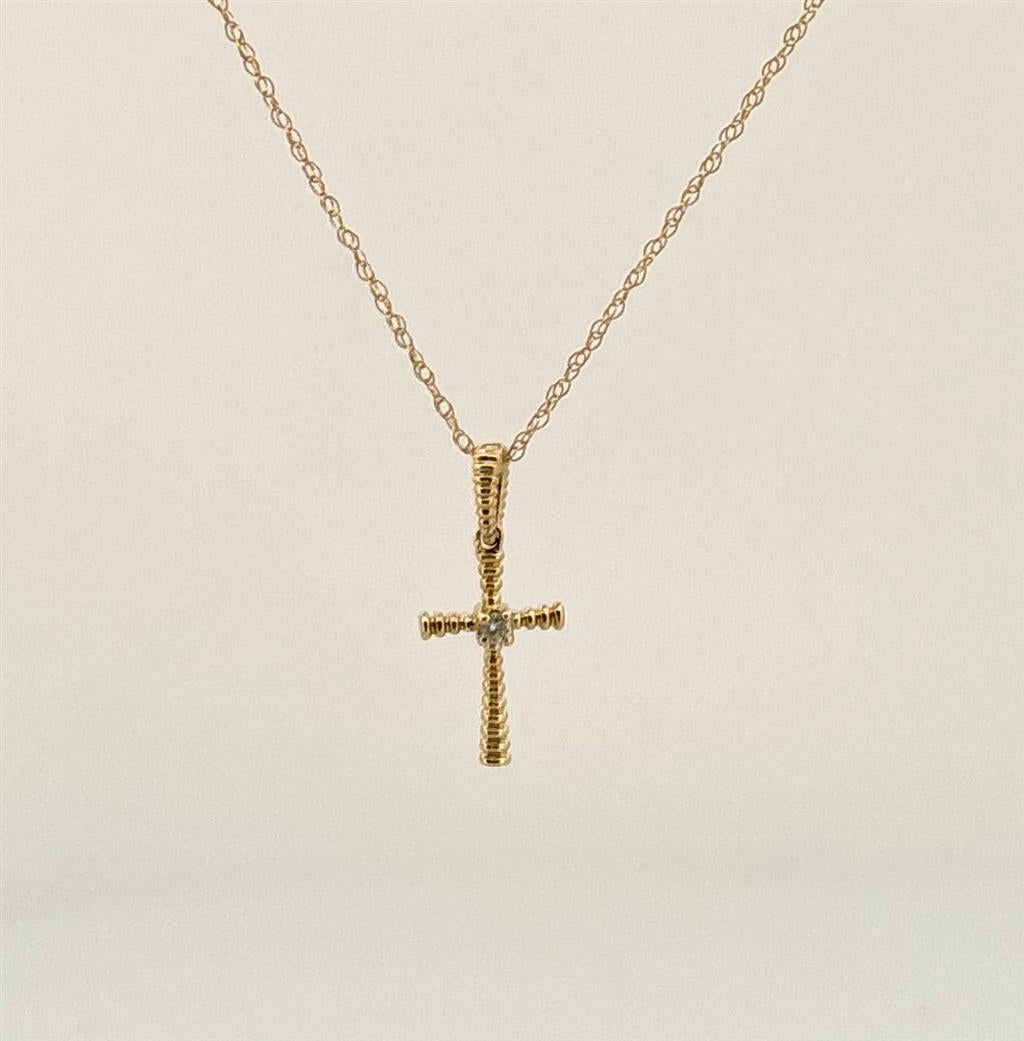 Yellow Gold Diamond Cross Necklace