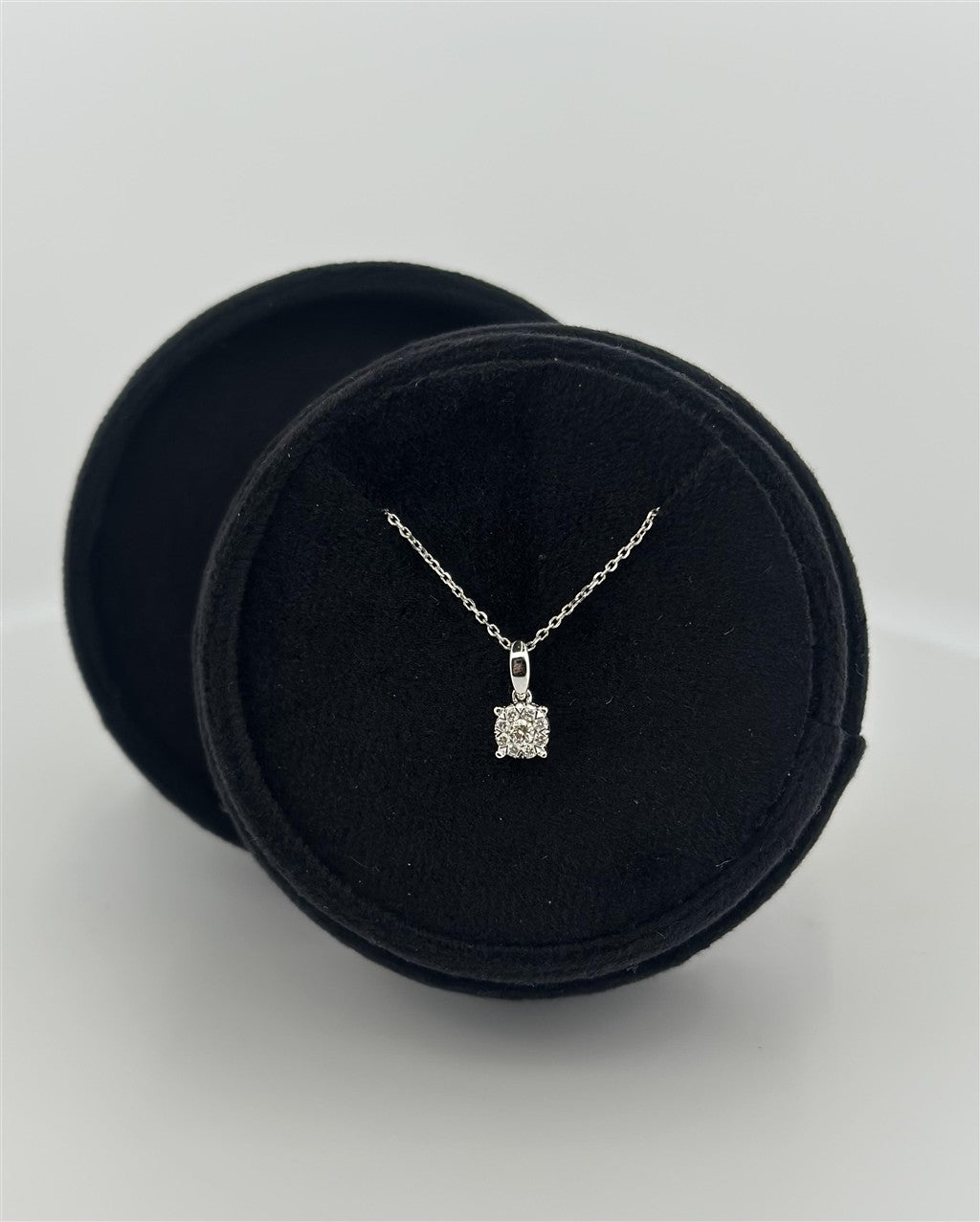 White Gold Diamond Cluster Necklace