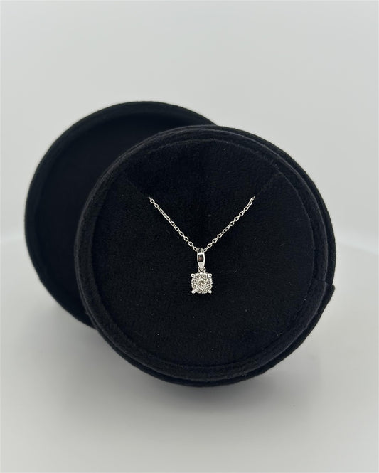 White Gold Diamond Cluster Necklace