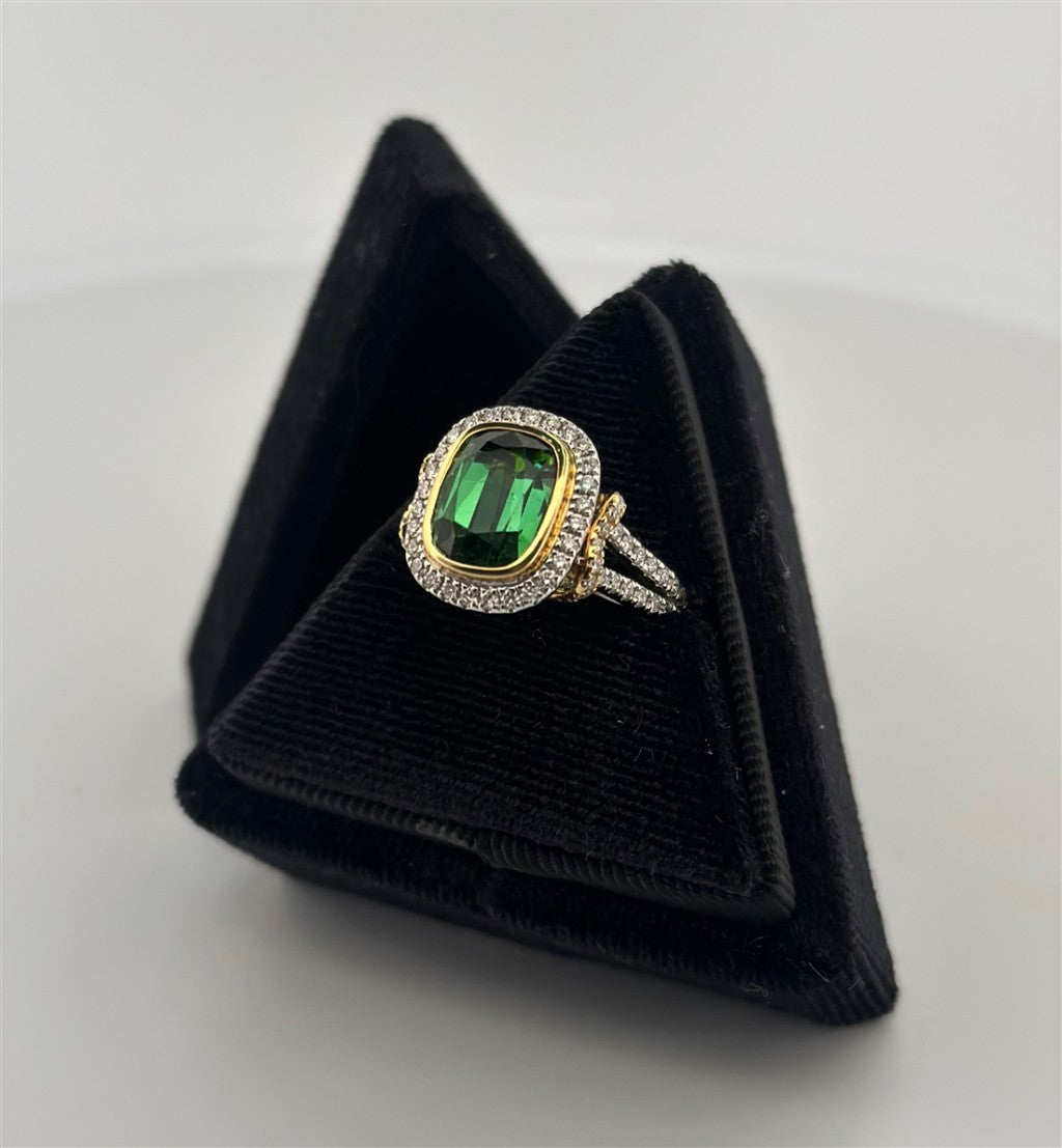 Two-Tone Green Tourmaline Ring