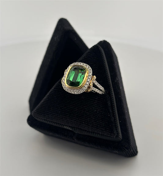 Two-Tone Green Tourmaline Ring