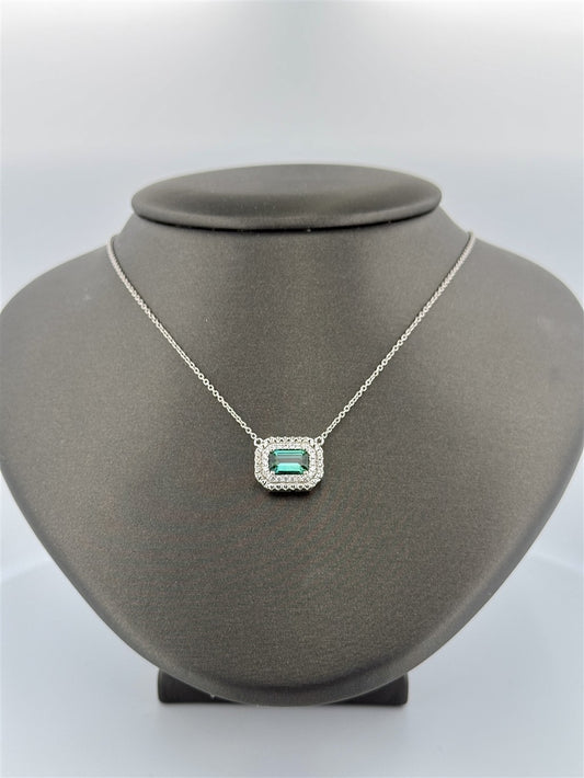 White Gold Green Tourmaline Necklace